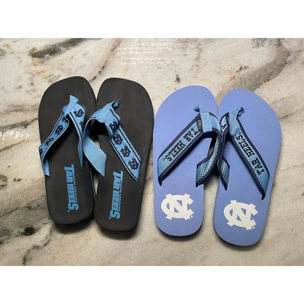 Two Pairs Collegiate Flip Flops UNC North Carolina Tar Heels Women’s 10